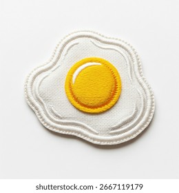 fried egg patch on a gray background