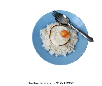 Fried Egg Rice Isolated On White Background