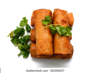 Fried Egg rolls or Spring rolls isolated on white background
