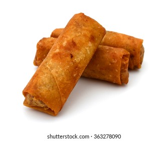 Fried Egg Rolls Or Spring Rolls Isolated On A White Background