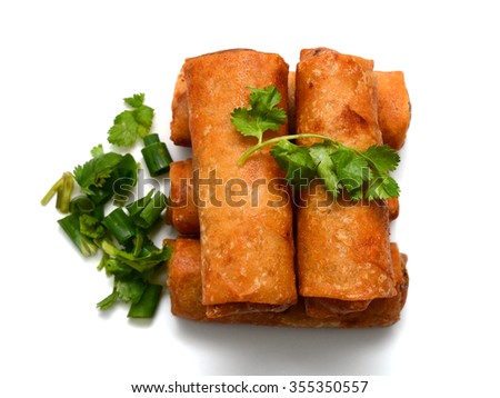 Fried Egg rolls or Spring rolls isolated on white background