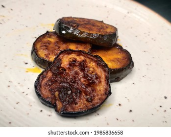  Fried Eggplant, Brinjal Fry, Indian Food, Food Photograpgy, Top View, Texture Plate 