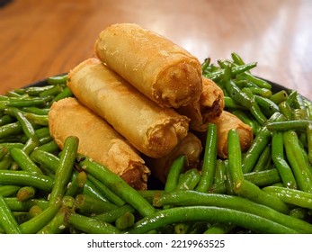 Fried Eggroll And Green Beans