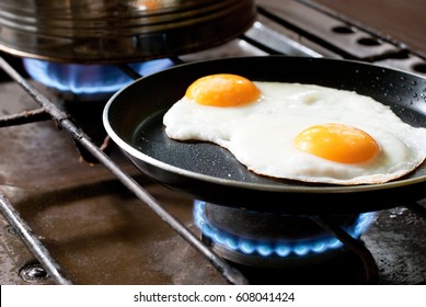Fried Eggs Cooked On The Stove