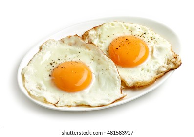 Fried Eggs Isolated On White Background