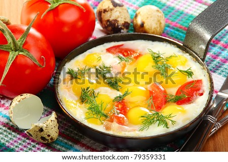 Similar – Image, Stock Photo Fried egg with a bell pepper and tomatoes