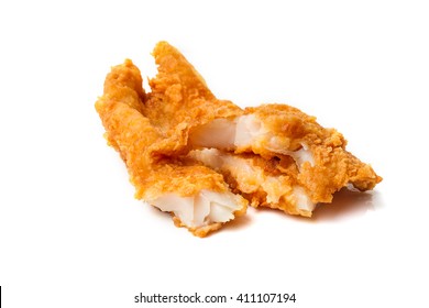 Fried Fish Fillet On White Background