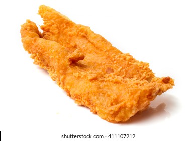 Fried Fish Fillet On White Background