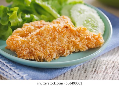 Fried Fish Fillet Serve With Vegetable,thai Food