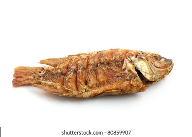 Fried Fish Isolated In White Background