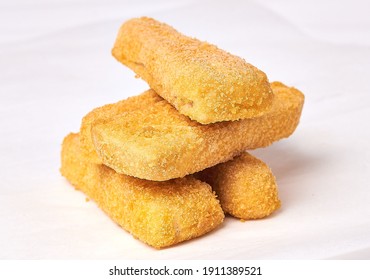 Fried Fish Slices On A White Background