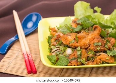 Fried fish with spicy herb sauce,thai food
