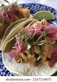 Fried Fish Tacos With Pickled Onions, Chipotle Mayo And Greens 