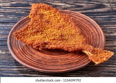 Fried Flounder Bread Crumbs On A Plate.