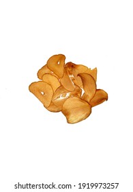 Fried Garlic Chips On White Background