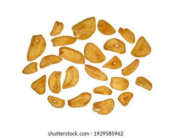 Fried Garlic Chips On White Background