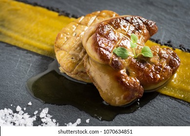 Fried Goose Liver .Foie Gras with Mango Puree. - Powered by Shutterstock