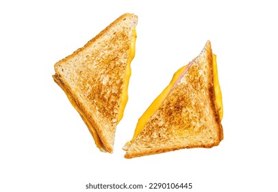 Jamón frito y sándwich de queso fundido. Aislado sobre fondo blanco