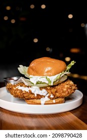 Fried Hot Chicken In Restaurant Setting