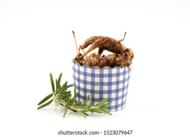 Fried Locust,Thai Insects On A White Background.