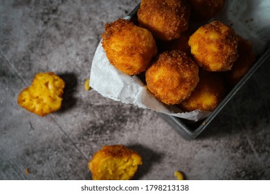 Fried Mac And Cheese Balls / Macaroni And Cheese Bites, Selective Focus