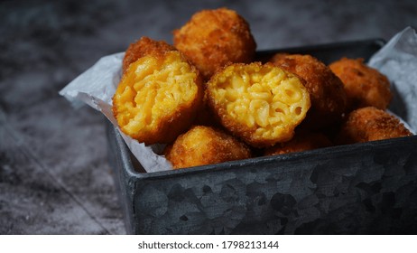 Fried Mac And Cheese Balls / Macaroni And Cheese Bites, Selective Focus