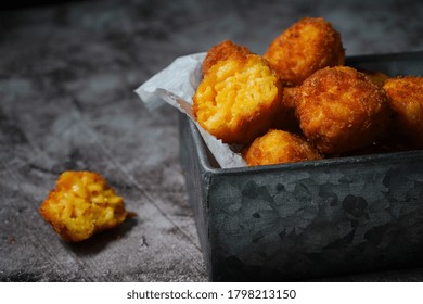 Fried Mac And Cheese Balls / Macaroni And Cheese Bites, Selective Focus