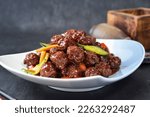 Sautéed Fried Meat Balls with Brown Sauce，sweet and sour pork Meat Balls 