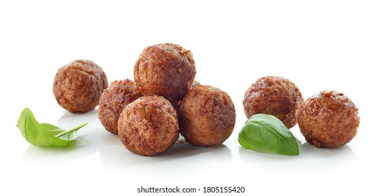 Fried Meatless Plant Based Balls Isolated On White Background
