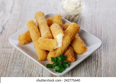 Fried Mozzarella Cheese Sticks Breaded