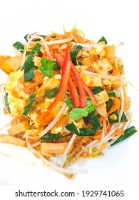 Fried noodle Thai style, Pad thai , isolate white background