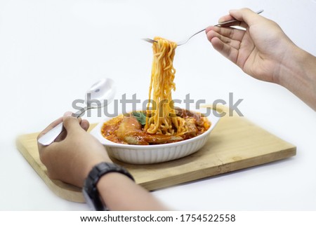 fried noodles with chicken wing sauce hot spicy, mie goreng, bakmi goreng, indonesian fried noodles