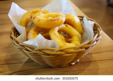 Fried Onion Rings In Basket