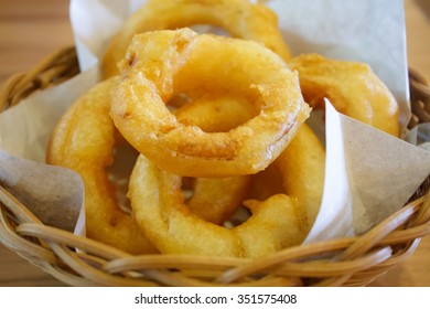 Fried Onion Rings In Basket