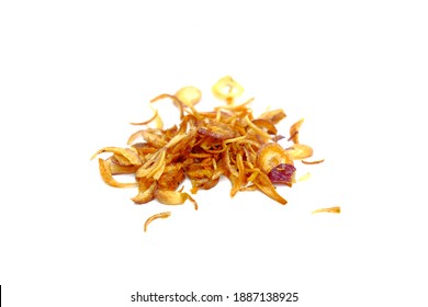fried onions isolated on white background 
