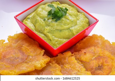 

Fried Patacones With Guacamole Sauce 