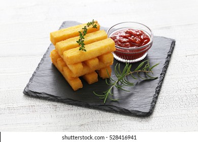 Fried Polenta With Dipping Sauce