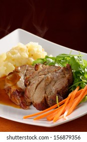 Fried Pork Chop, Mashed Potato And Vegetable Salad 