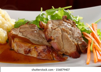 Fried Pork Chop, Mashed Potato And Vegetable Salad 