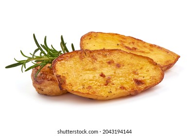 Fried Potato Wedges, Fast Food, Isolated On A White Background