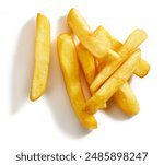 fried potatoes on white background, top view