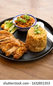 Fried rice with chili paste and Thai fried pork
