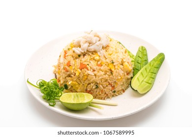 Fried Rice With Crab Isolated On White Background