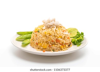 Fried Rice With Crab Isolated On White Background