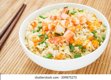 Fried Rice With Shrimp In Bowl 