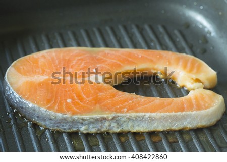 fried slick salmon fish.
