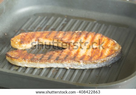 fried slick salmon fish.