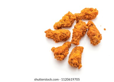 Fried Spicy Chicken Wings Isolated On White Background