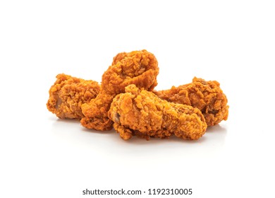 Fried Spicy Chicken Wings Isolated On White Background