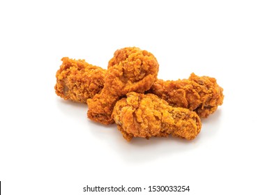 fried spicy chicken wings isolated on white background
